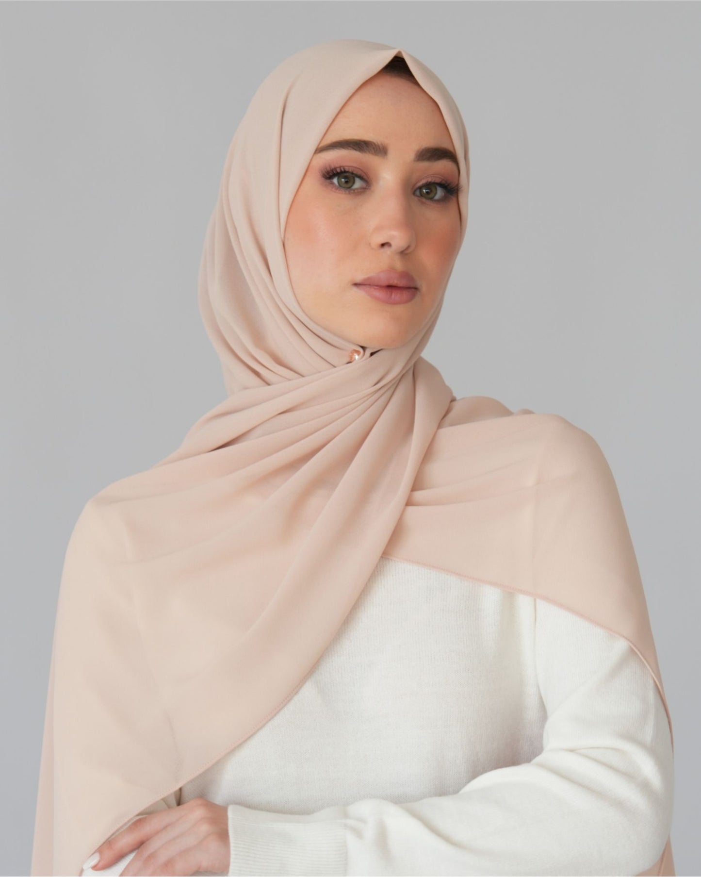 chale en crepe chiffon beige clair