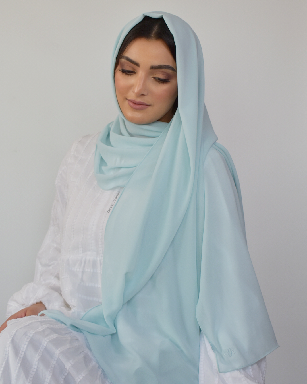 chale en crepe chiffon bleu ciel