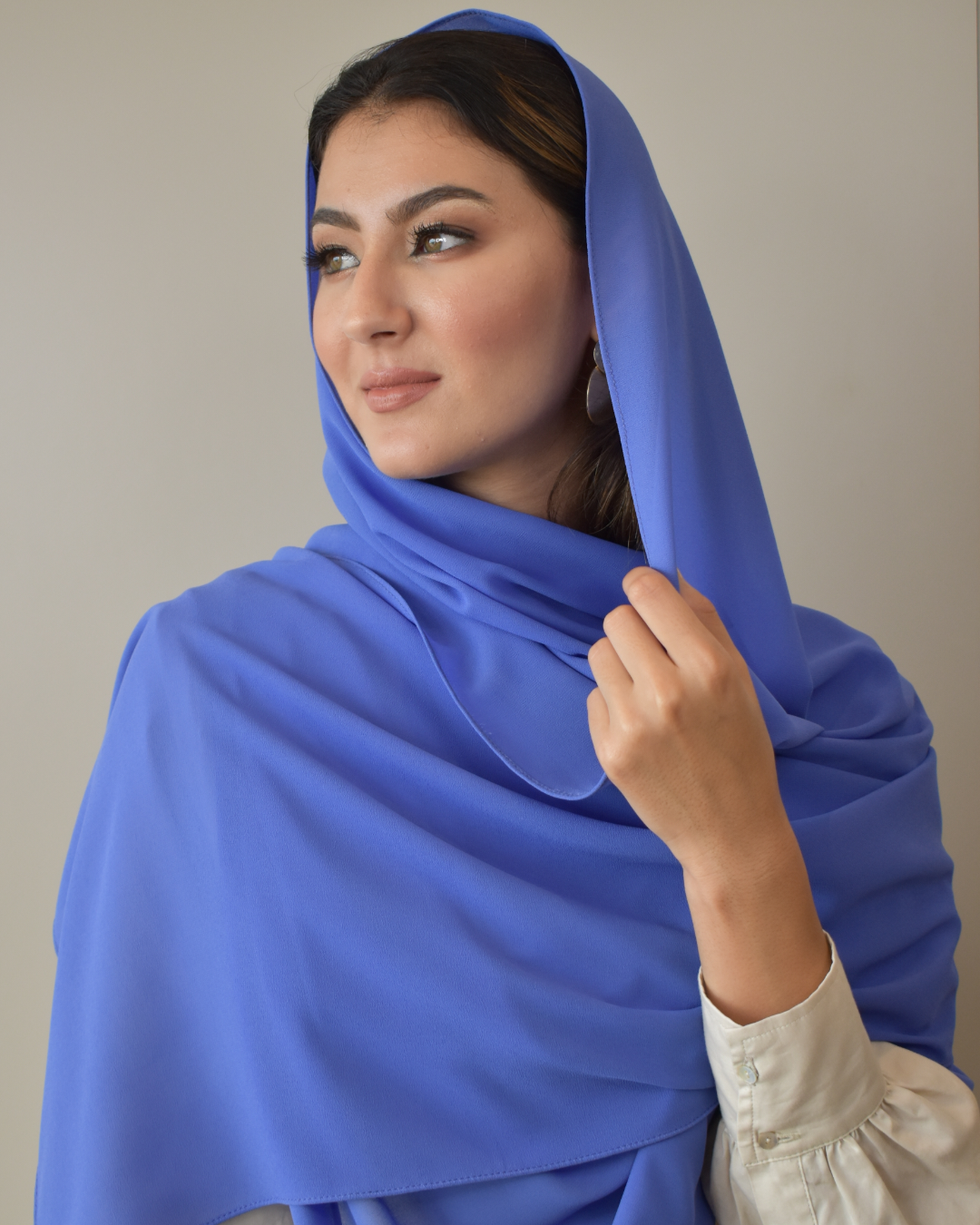 chale en crepe chiffon bleu violet