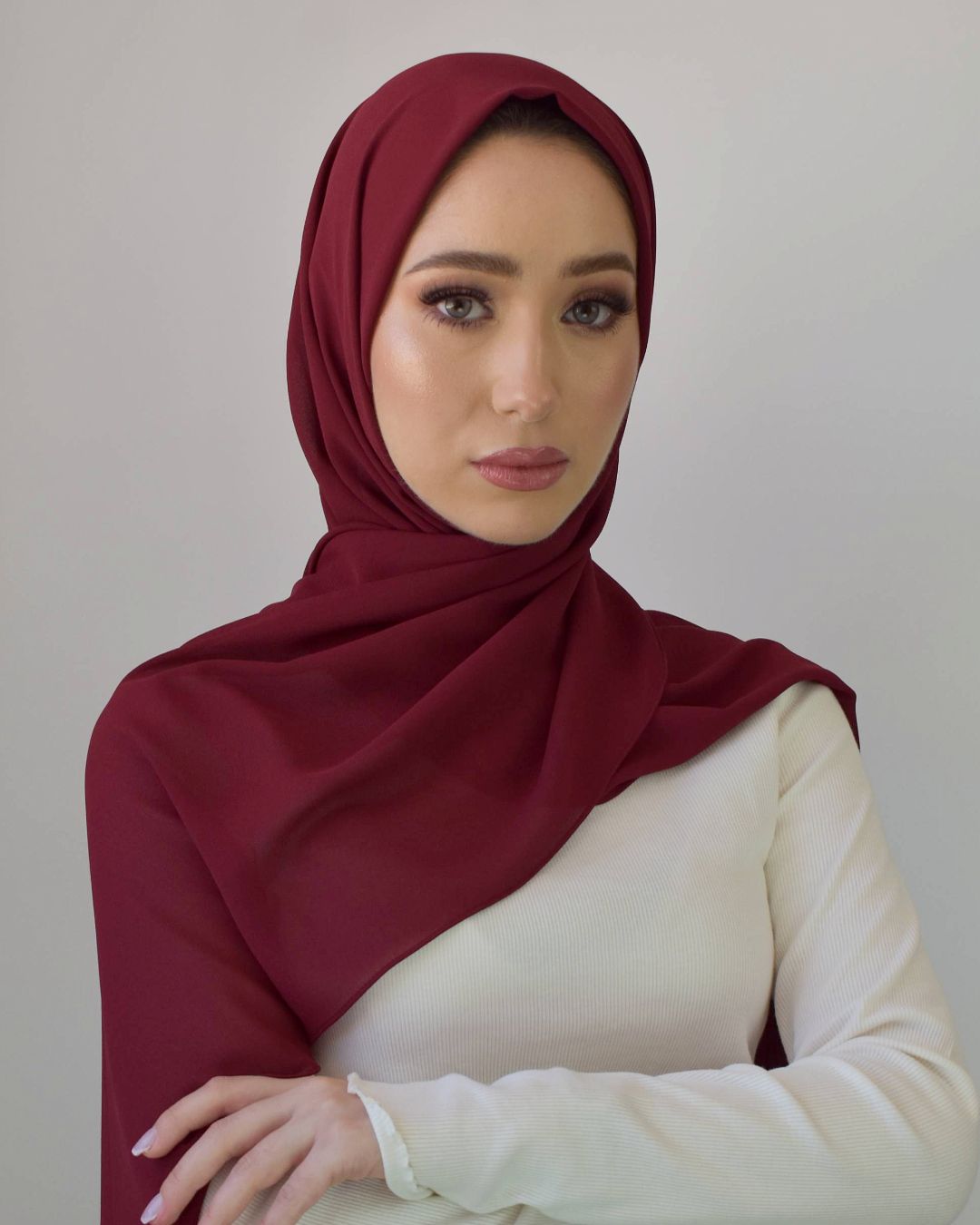 chale en crepe chiffon burgundy