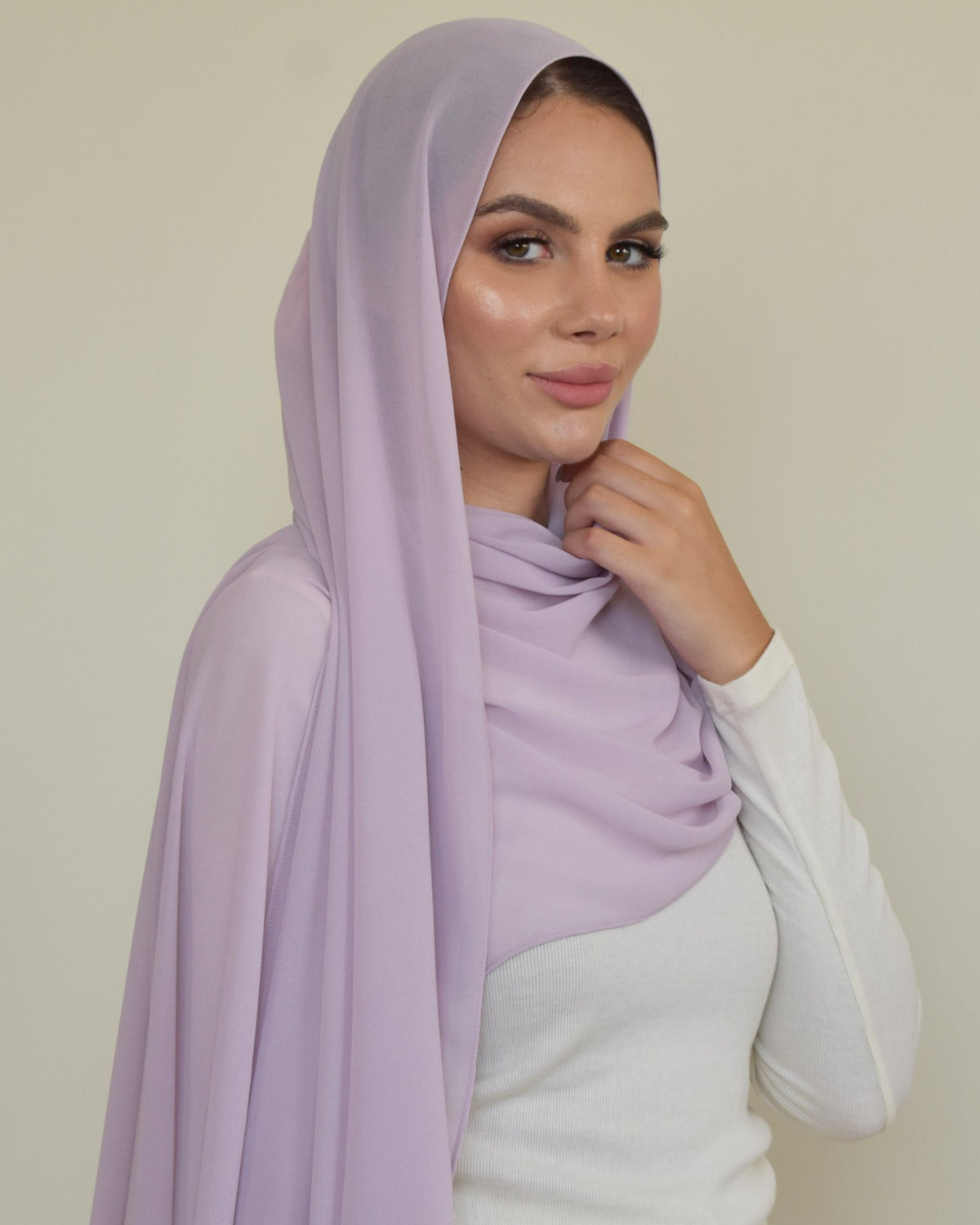 chale en crepe chiffon lilac