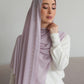 châle en crêpe chiffon brodé couleur lilac vue de profil