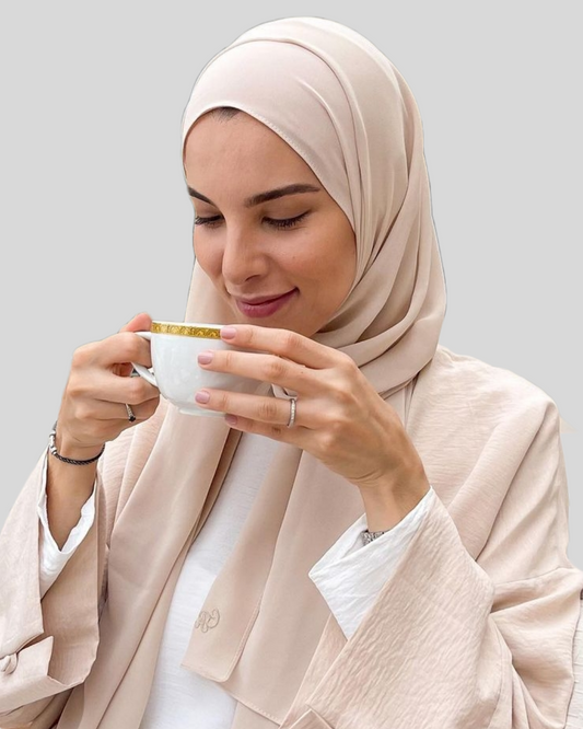 chale en crepe chiffon couleur beige