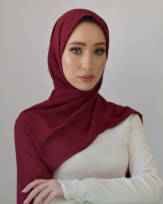 chale en crepe chiffon burgundy