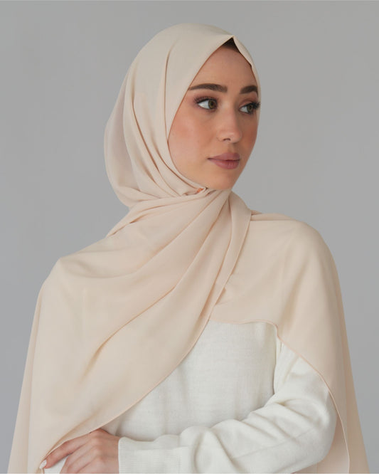 chale en crepe chiffon creme