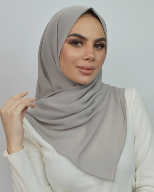 chale en crepe chiffon gris