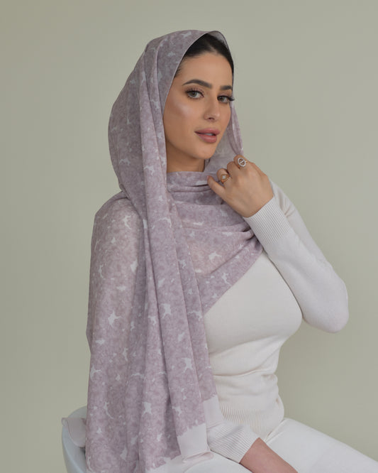 chale en crepe chiffon imprime floral nude