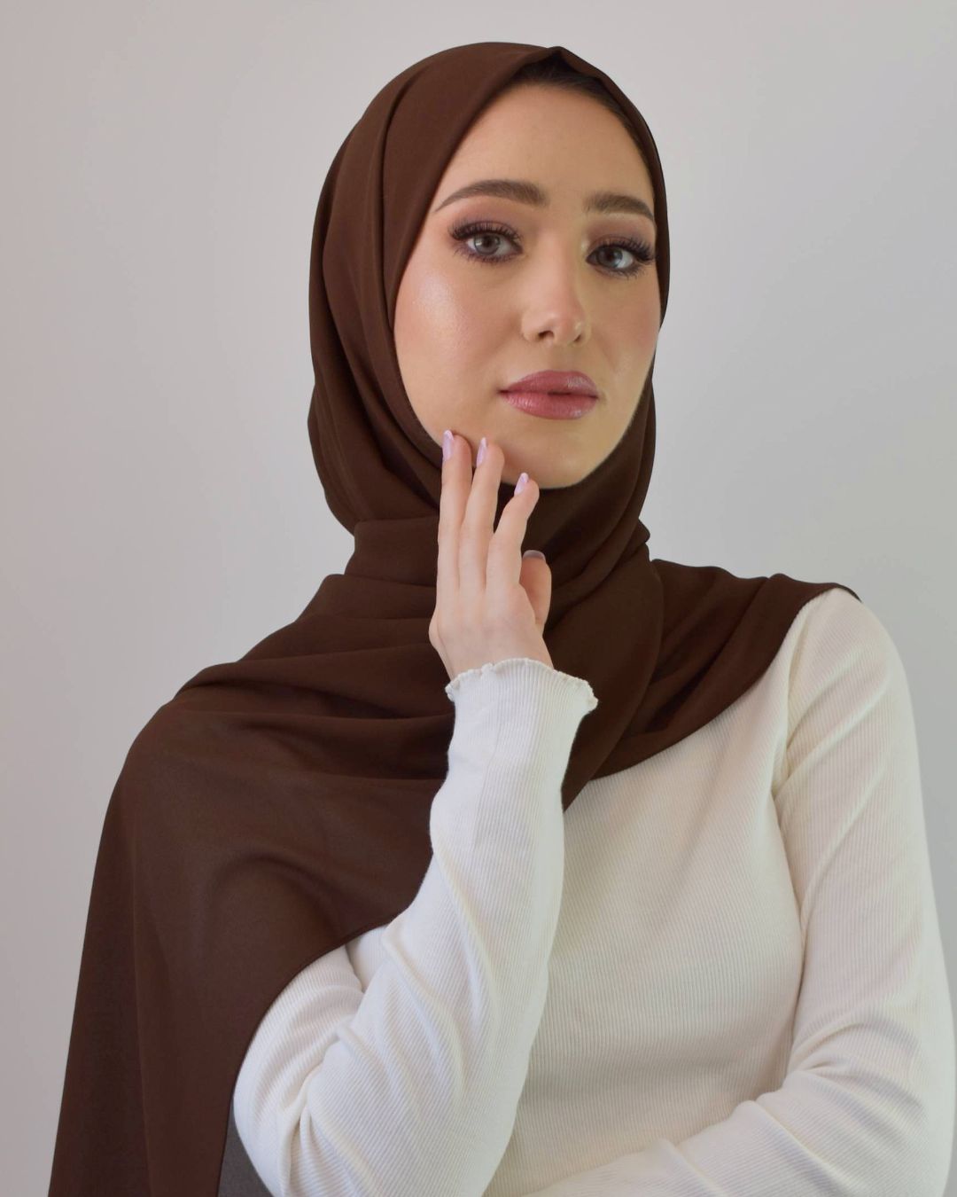 chale en crepe chiffon marron