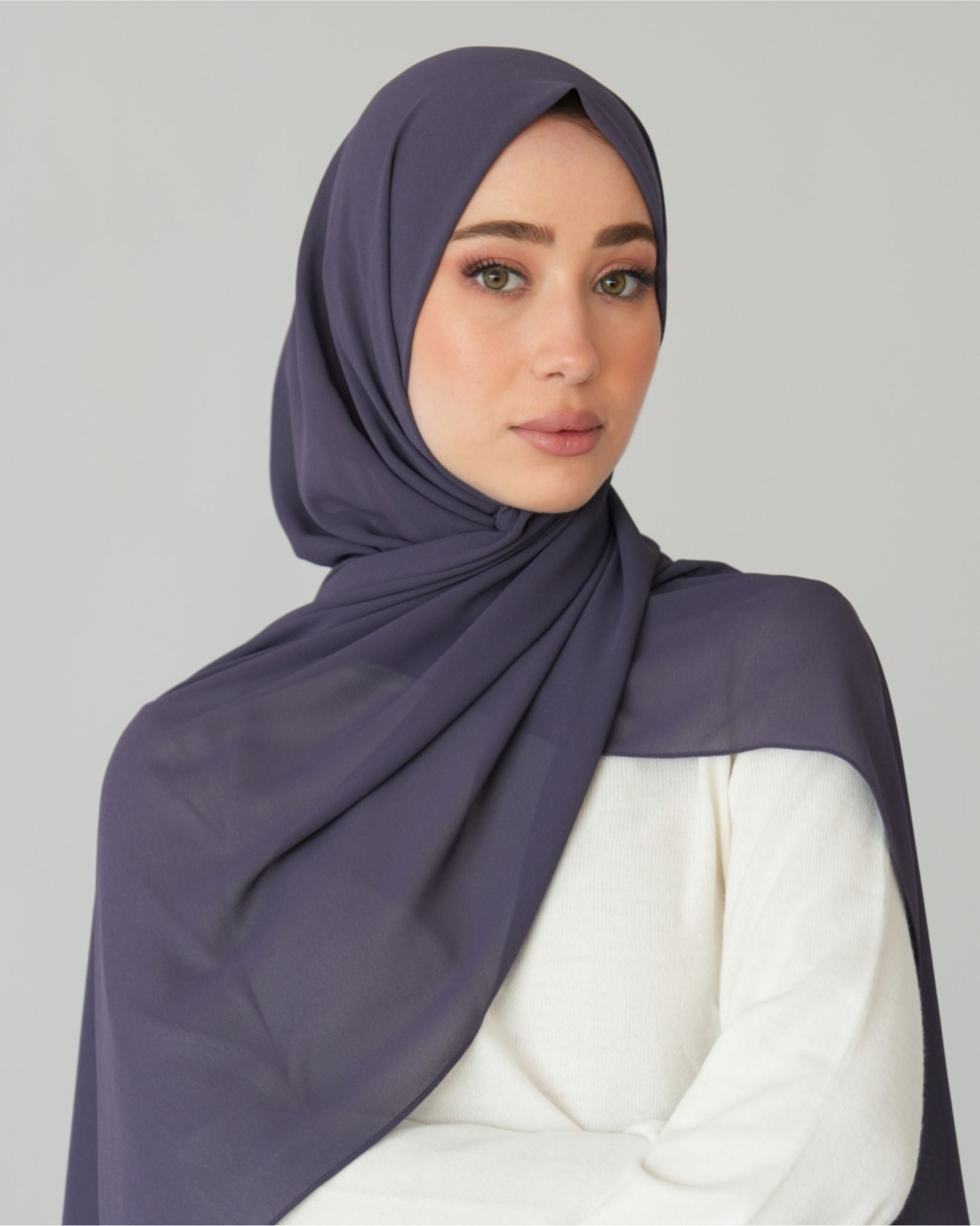 chale en crepe chiffon mauve fonce