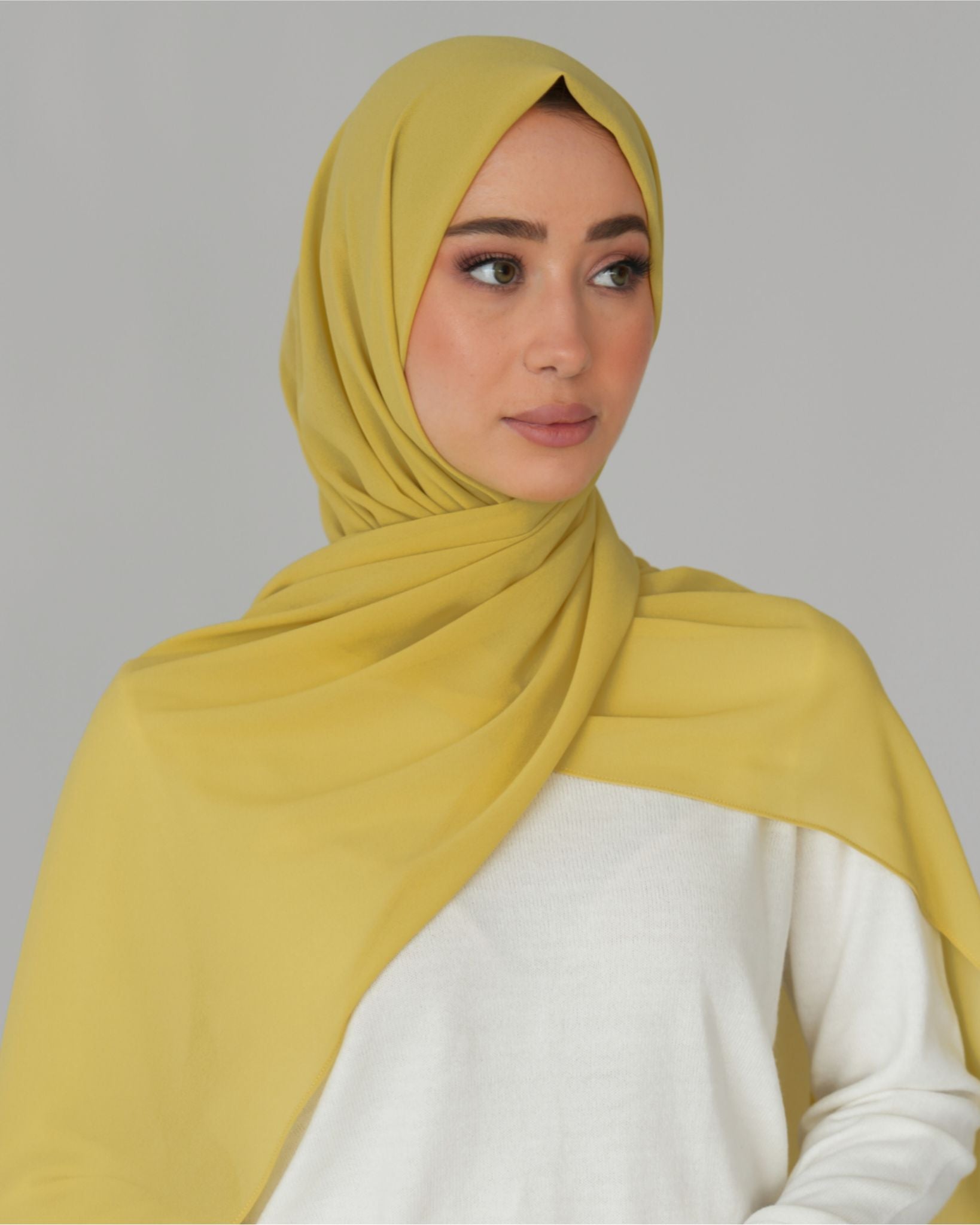 chale en crepe chiffon moutarde