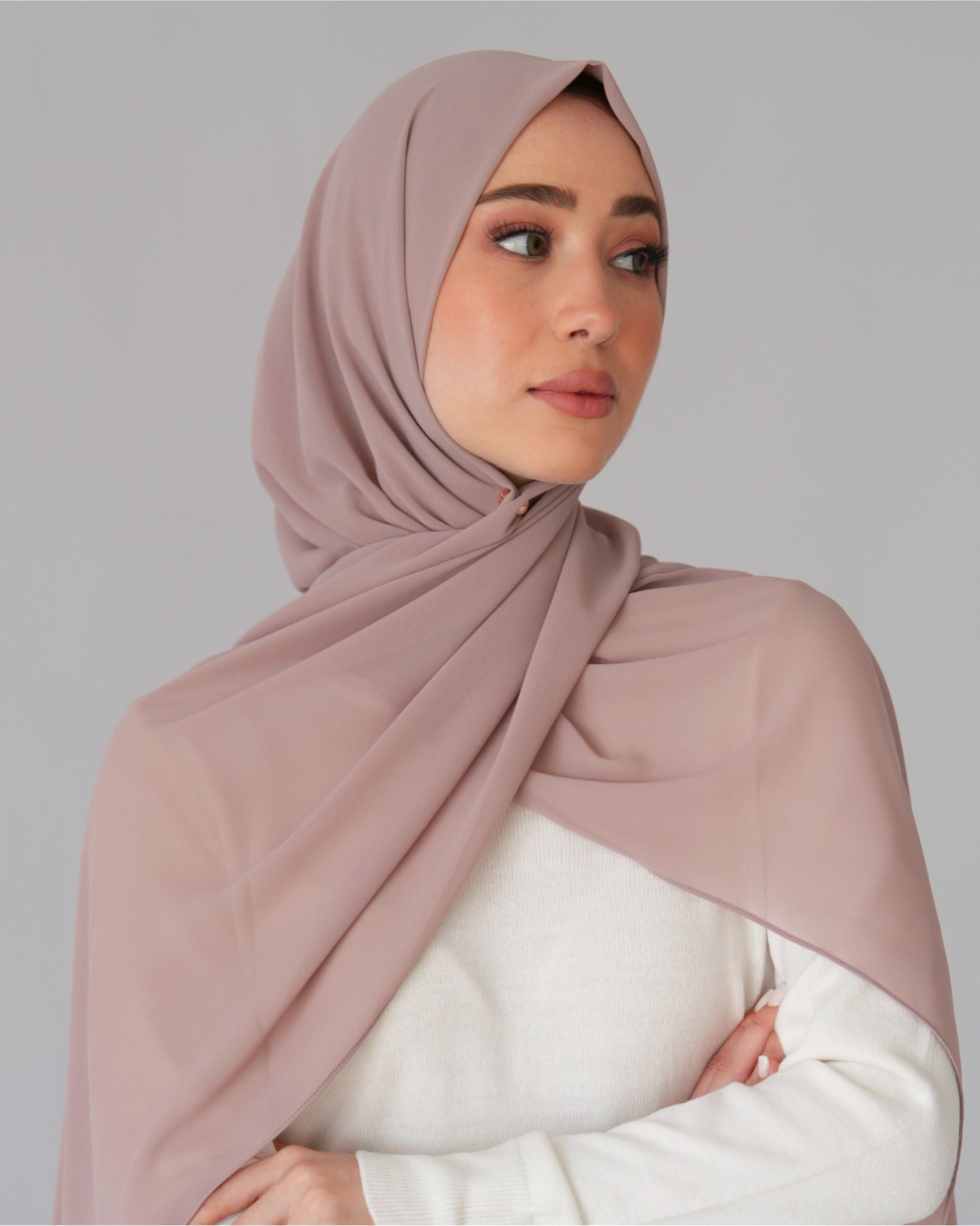 chale en crepe chiffon nude rose