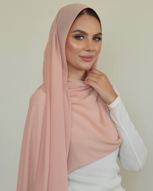 chale en crepe chiffon peche