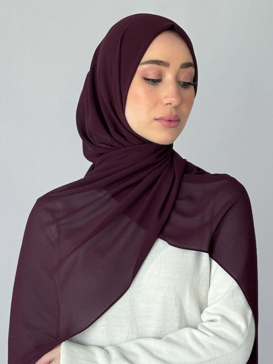 châle en crêpe chiffon couleur prune