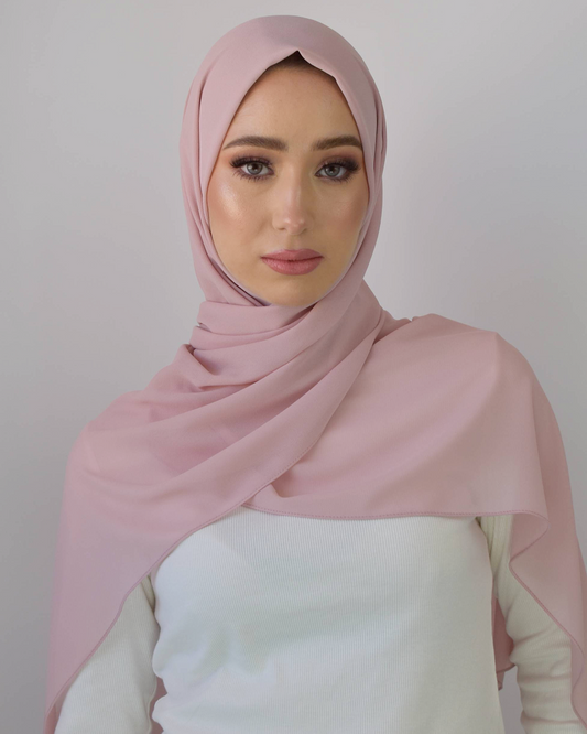chale en crepe chiffon rose poudre