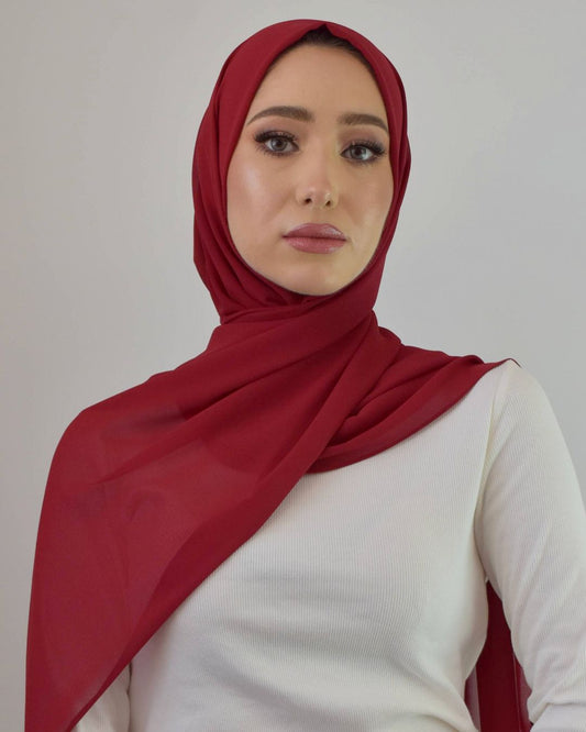 chale en crepe chiffon rouge