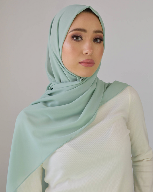 chale en crepe chiffon vert menthe