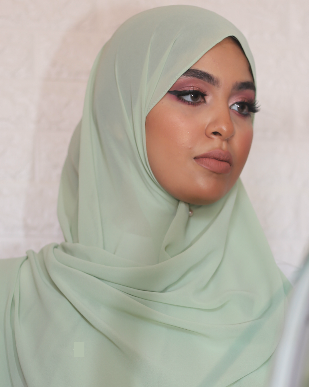 chale en crepe chiffon vert pastel