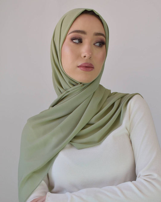 chale en crepe chiffon vert 