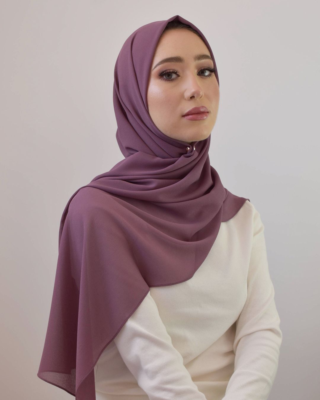 chale en crepe chiffon vieux rose